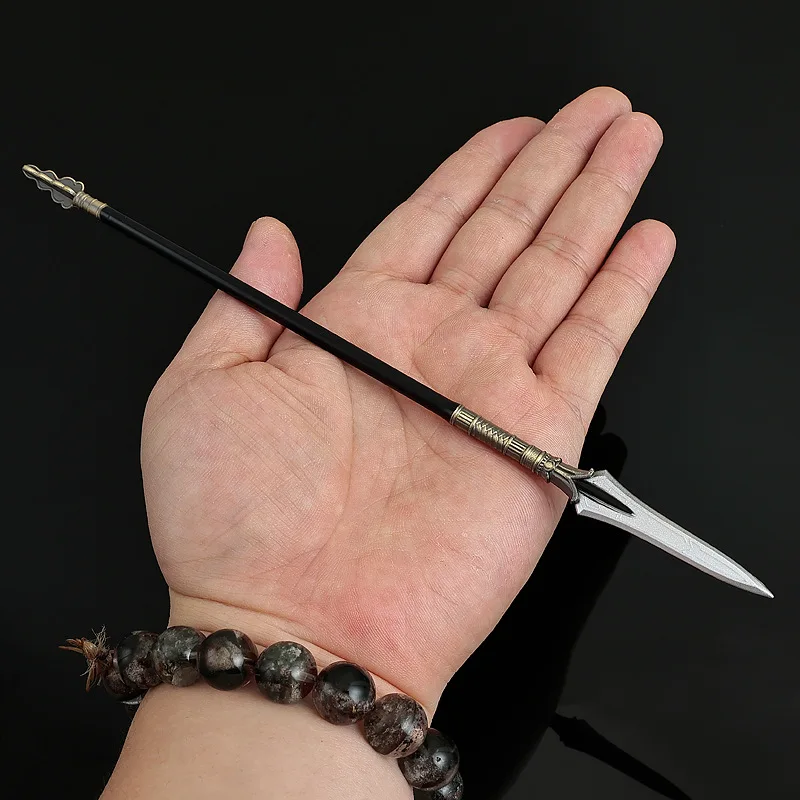 22 センチメートル/8.66 インチ西遊記映画とテレビ周囲の象牙の槍古代中国金属武器モデルデスクトップアクセサリーおもちゃの少年