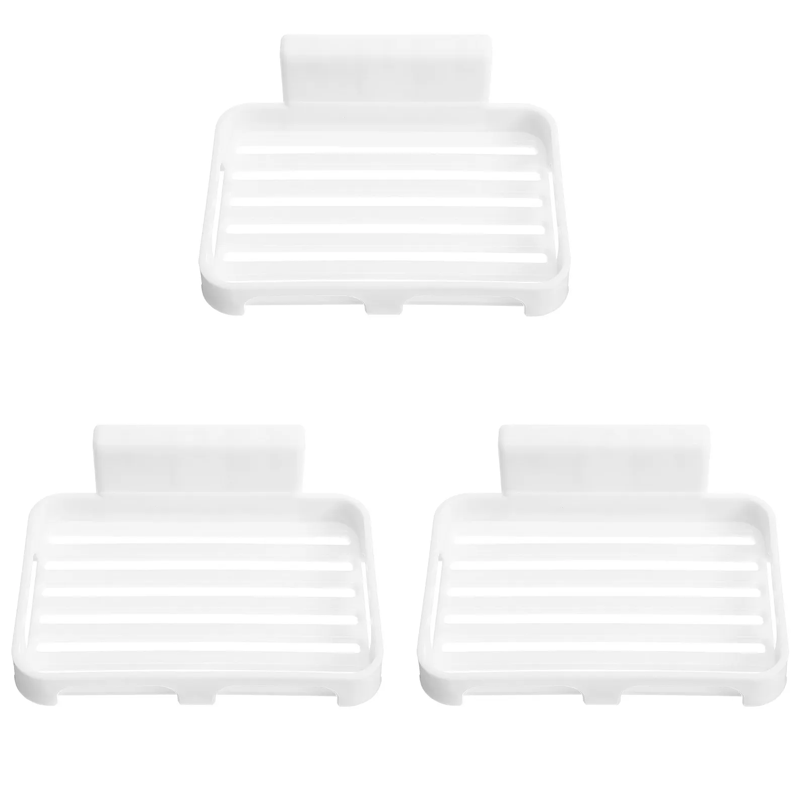 Juego de 3 Soportes para Jabón, Bandeja de Almacenamiento, Autoadhesivos, Sin Perforaciones, para Montar en la Pared del Baño, con Drenaje, Organizador para el Hogar