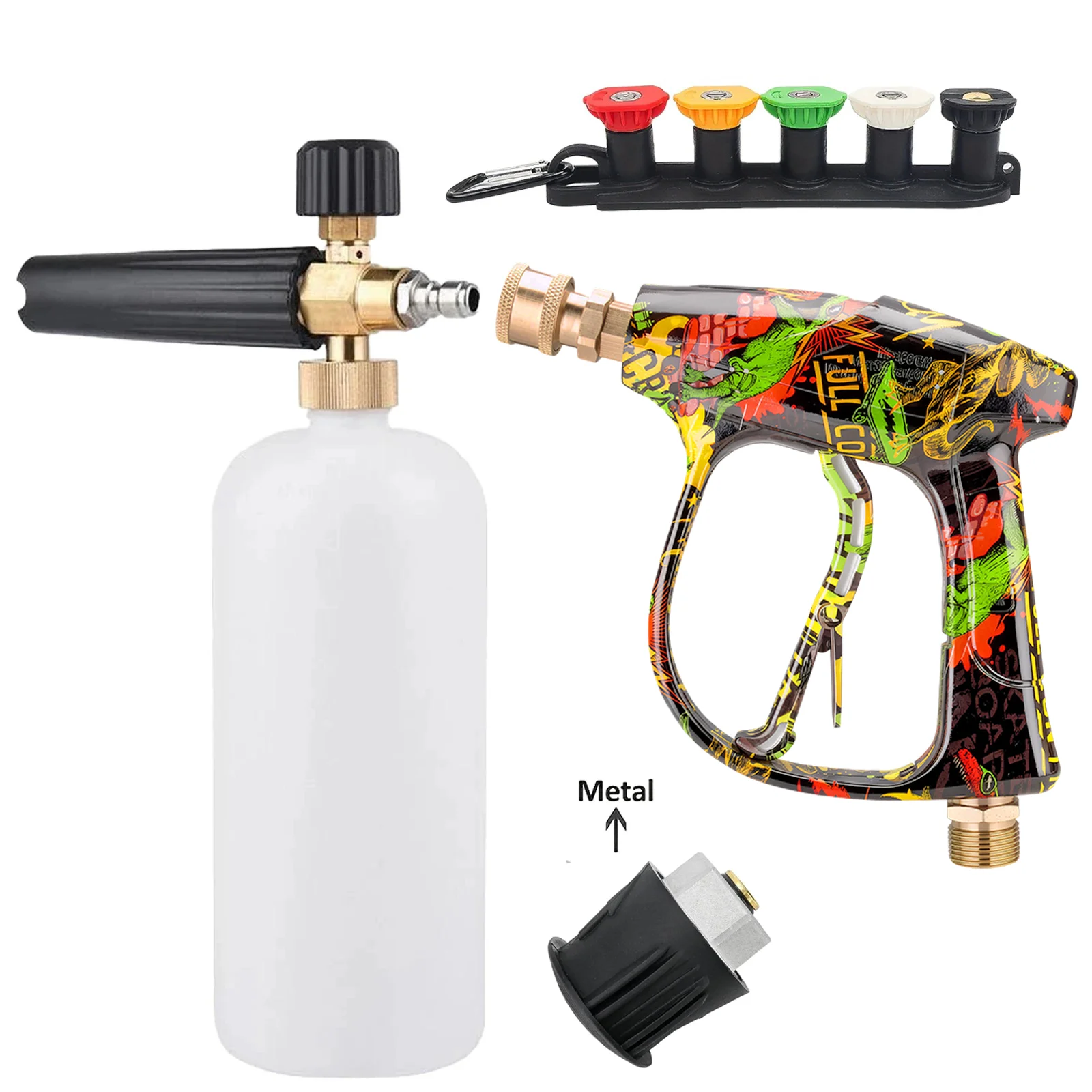 Premium Car Wash Pressure Washer Gun with Foam Lance, Adjustable Snow Foam Cannon for Karcher K2-K7
