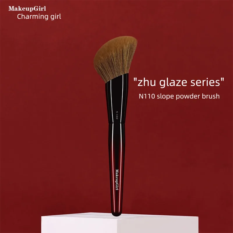 

Очаровательная женская пудра Zhu Glaze N110, большая угловая пудра для контура лица, кисть для макияжа с мягкой щетиной для начинающих