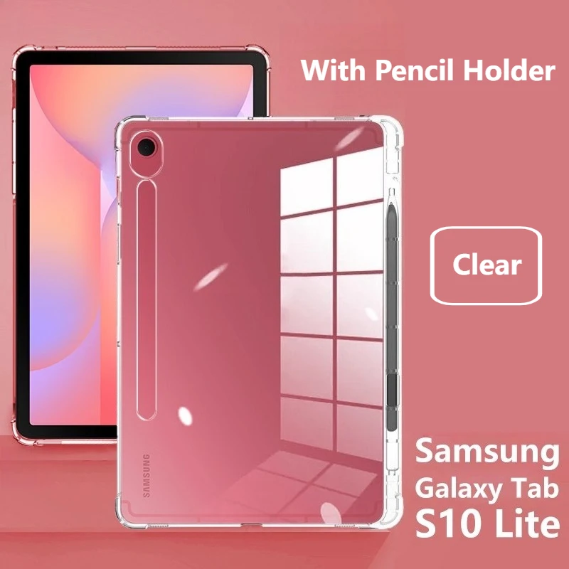 

Для Samsung Galaxy Tab S10 Lite 2025 SM-X400 SM-X406B с держателем для карандашей, силиконовый чехол из ТПУ, черный защитный мягкий чехол