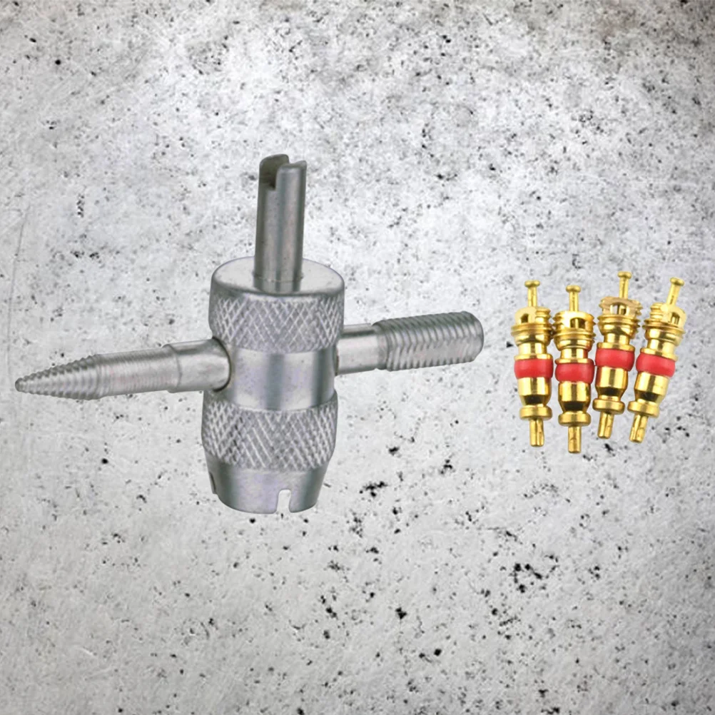 

4 in 1 Tyre Tool Set 4 Cores Heavy Duty Tire Stem Core Remover for Car Bike Motorcycle Truck Atv Valve Maintenance