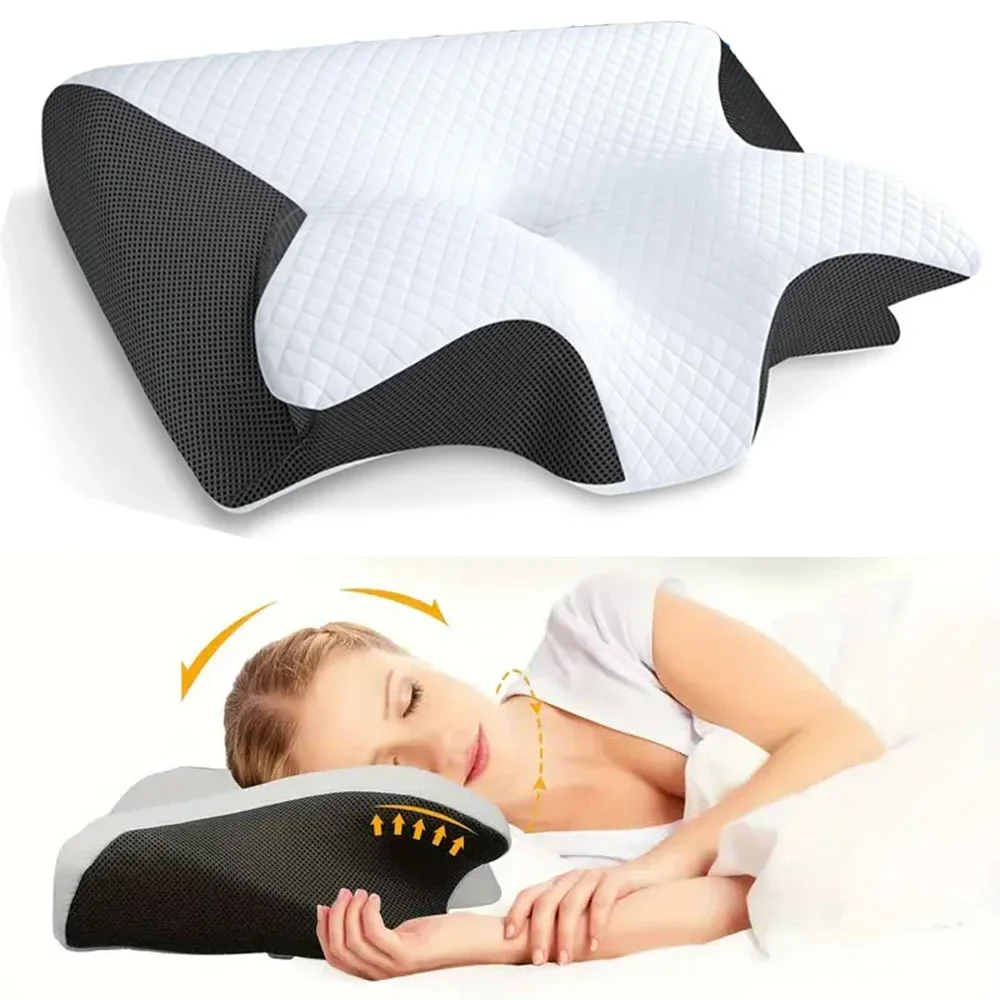 Butterfly Sleep Memory Neck Pillow Slow Pillow Cervical Orthopedic Neck Massage Bed Pillow Rebound Comfortable Memory Foam Sleep