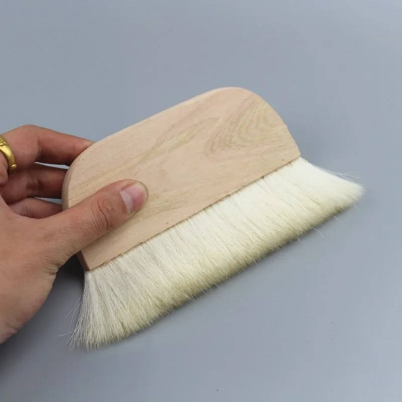 

1Pc Handcrafted Wool Watercolor Brush with Natural Wooden Handle - Versatile Art Student Painting Tool Creamy White Bristles