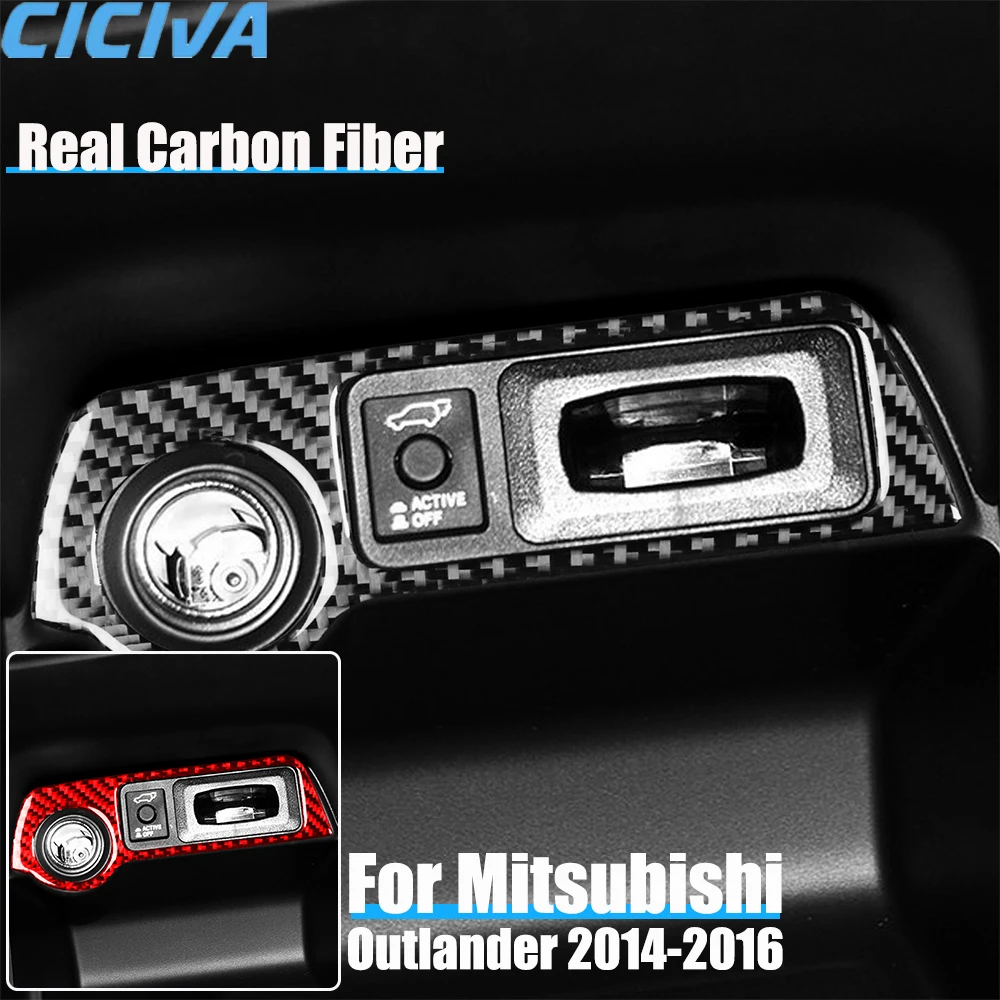 

Real Carbon Fiber Car Accessories Cigarette Lighter Trim Decorative Cover Soft Sticker For Mitsubishi Outlander 2014 2015 2016