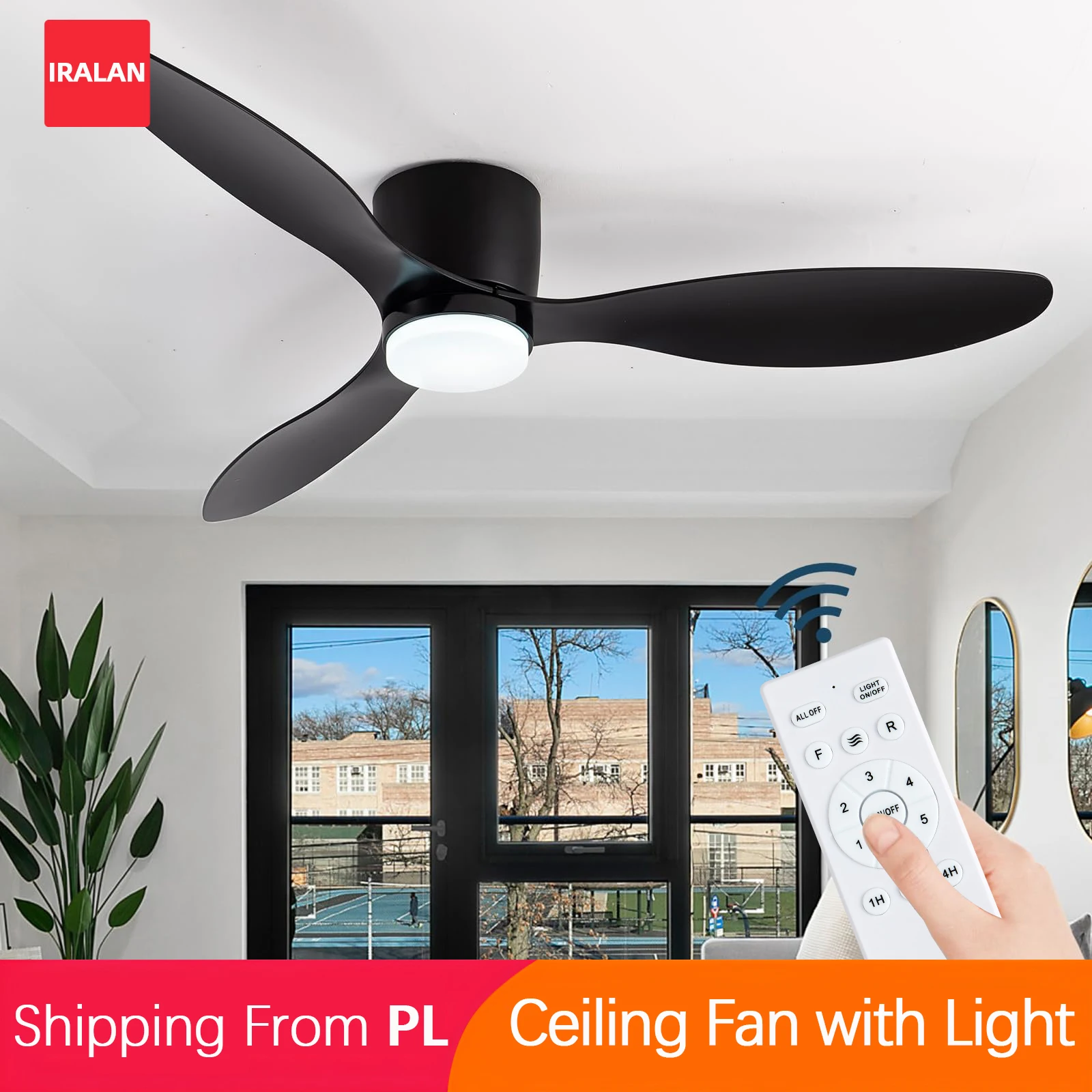 Ventilador de Techo IRALAN de Perfil Bajo con Luz LED de 42/52 Pulgadas, con Control Remoto, para Dormitorio, Sala de Estar y Comedor