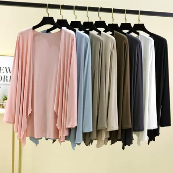 여성용 얇은 가디건, 긴 소매 모달 에어컨 탑, 불규칙한 햇빛 차단 의류, 올 매치 탑, 여름 