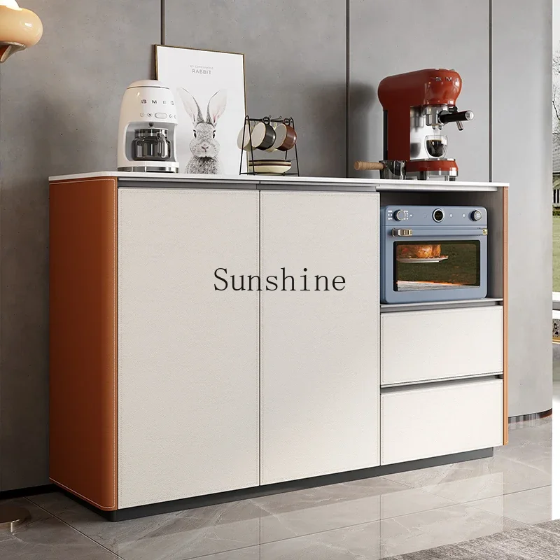 Italian Saddle Leather Multifunctional Storage Cabinet Microwave Oven Storage Cabinet  FT