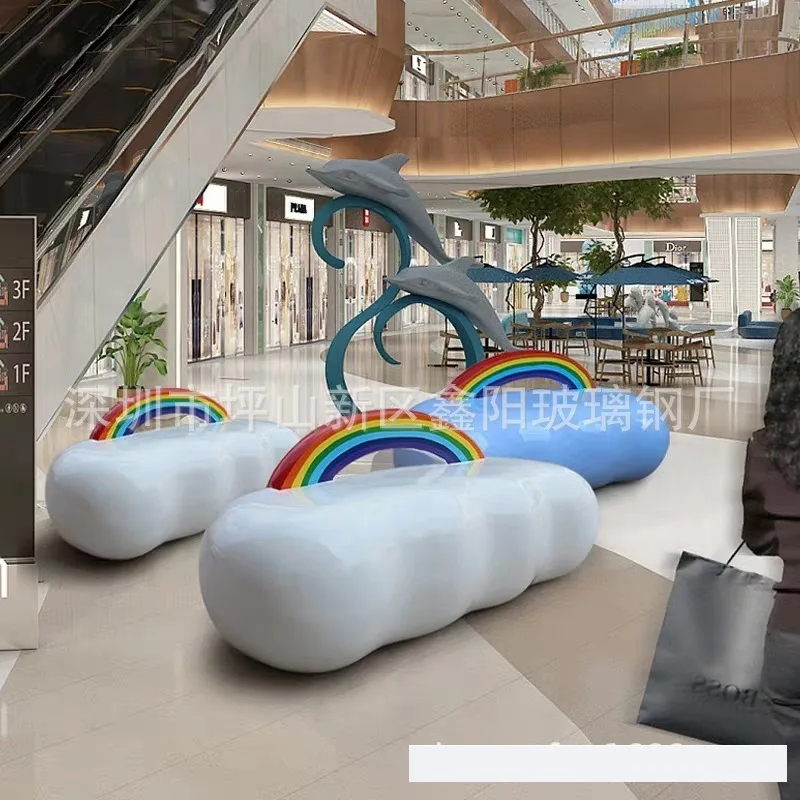 FRP Creative Meichen Leisure Chair Shopping Mall Rest Area Backrest FRP Rainbow Landscape Bench