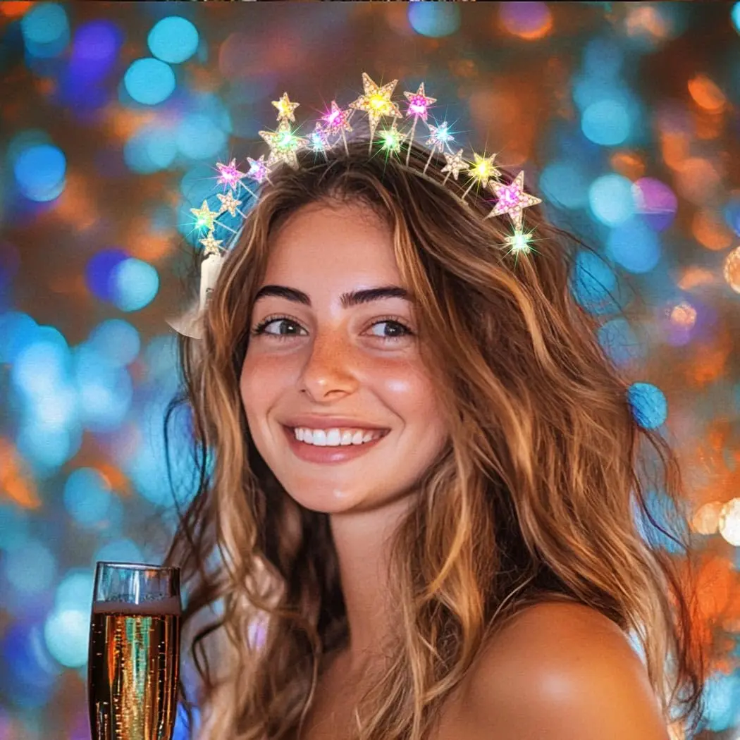 1pcs Flower Crown Headband For Women Mardi Gras Light Up Tiara Crown for Wedding Beach Party Birthday Halloween Christmas