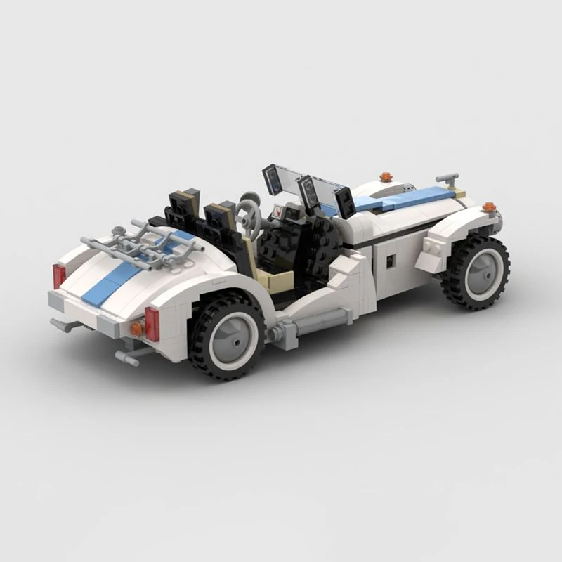 Bricklink MOC Technical Car Creative Roadster White-blue Vintage Vehicles Sets Building Blocks Kid Toys Christmas Gift