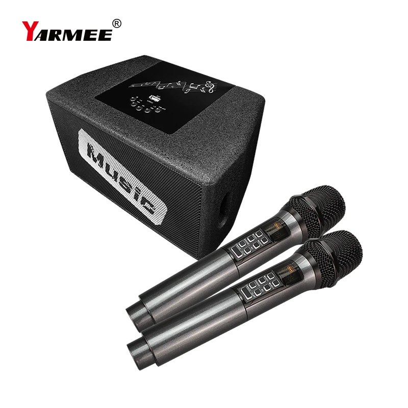 YARMEE Sistem Nyanyian Karaoke Nirkabel Profesional dengan 2 Mikrofon Bluetooth Speaker Vioce Amplifier untuk Rumah Pesta KTV