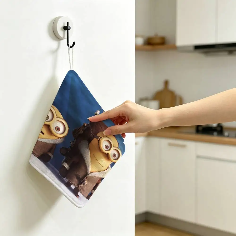 M-MinionS-S Hanging Kitchen Towel, Polyester Cotton Material, Wear Resistant Hand Wiping Towel for Home