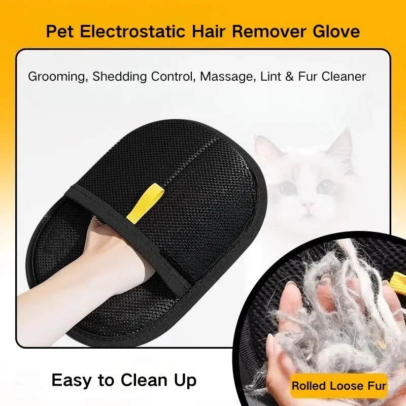 Pet Electrostatic Hair Remover Glove – Reusable Two-Way Brush for Cats & Dogs, Surface Lint & Fur Cleaner for Sofa, Bed, Clothes