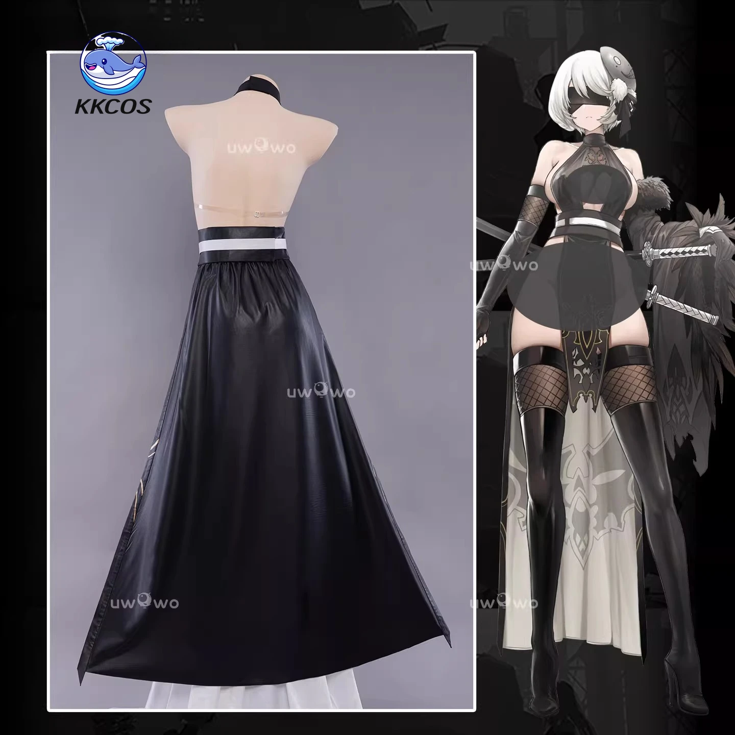 

Серия костюмов для косплея по игре: NieR:Automata YoRHa 2B, сексуальный костюм-ципао, полный комплект, KKcos, размеры S-XXXL