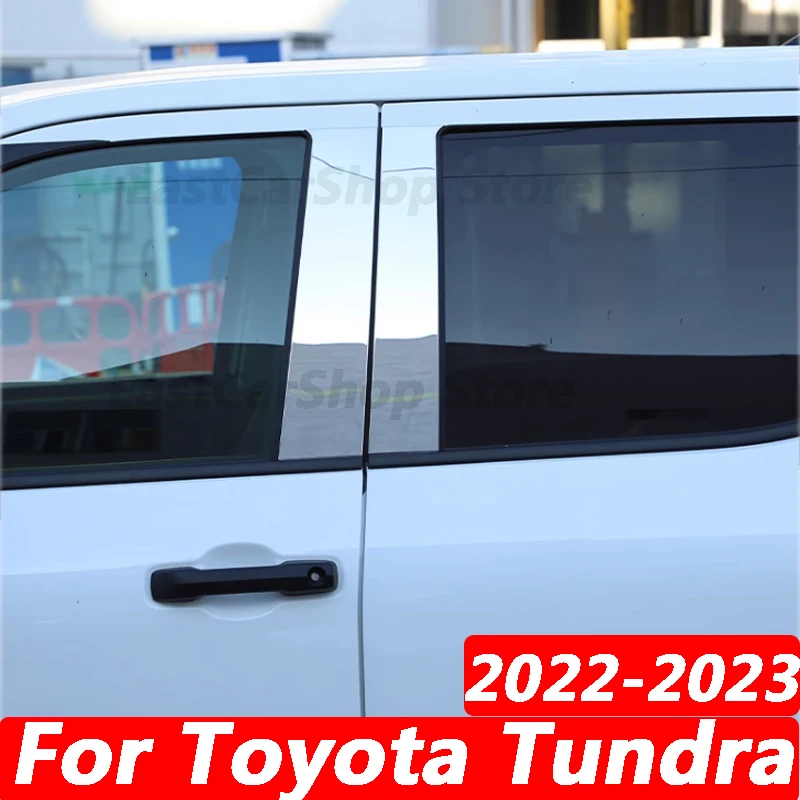 

For Toyota Tundra 2022 2023 Car Stainless Steel Middle Central Column Window Trim B C Pillar Chrome Sticker Accessories