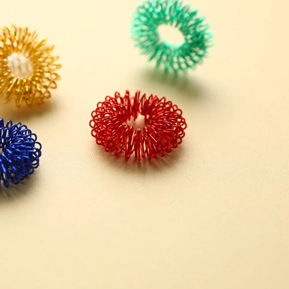 5pcs Acupressure Finger Massager Ring Set Relaxing Hand Care Figure Massagers for Stress Relief And Finger Exercise