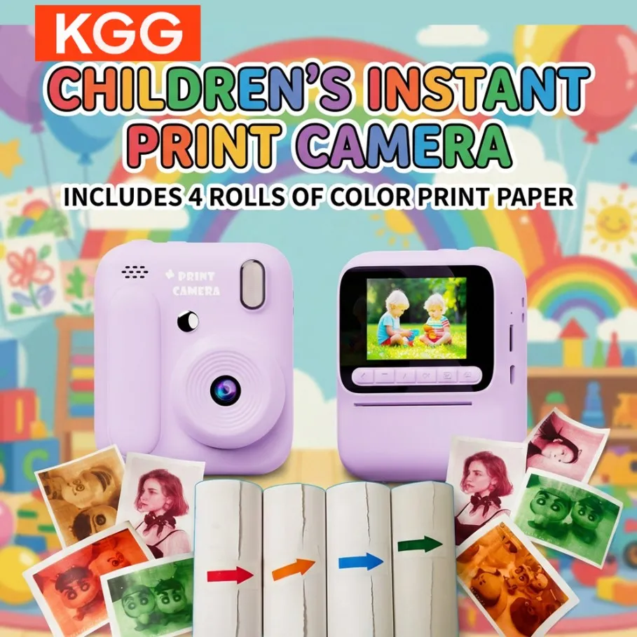 

Kids Instant Camera Color Printing Camera 32GB 1080P Thermal Print Toys Camera Print Photo Video Games Children Gift