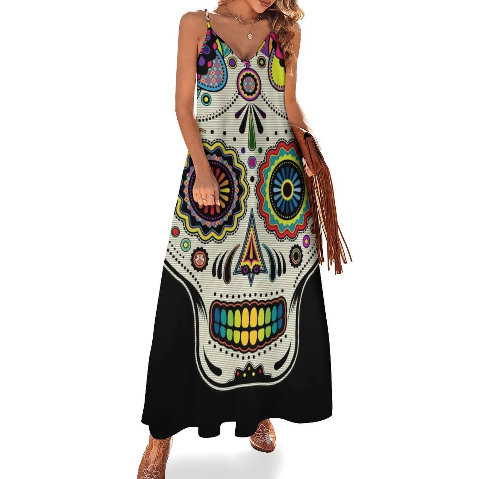 

Sugar Skull Day of the Dead Sleeveless Dress fairy dress purple dress for women