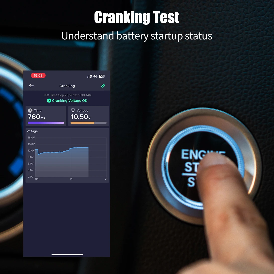 QUICKLYNKS BT2000 12V Battery Test 100-2000 CCA Bluetooth Monitor Battery Cranking&Charging Test APP For Android IOS PK BM6