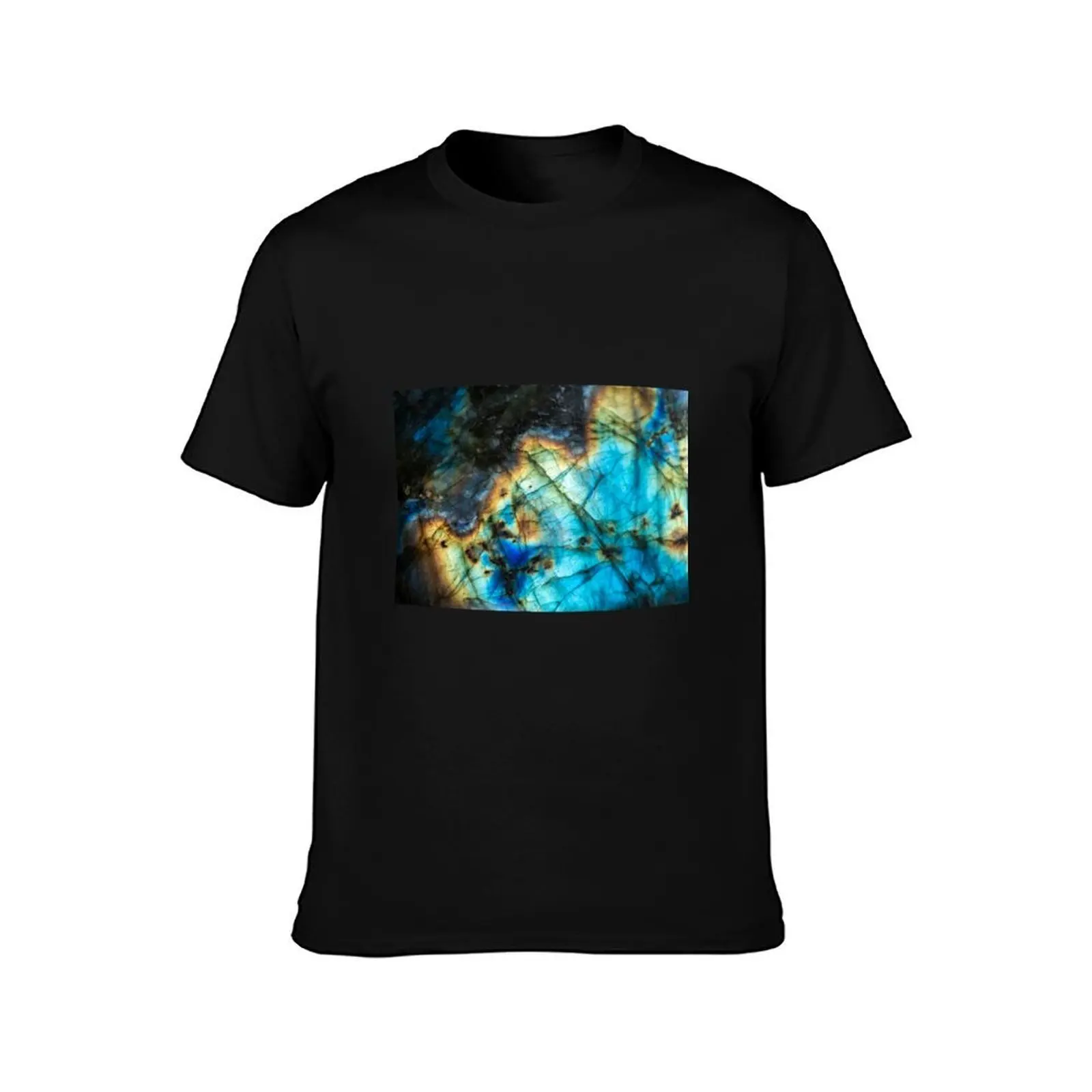 Labradorite Macro 1 T-Shirt, Summer Casual Cotton Tee, Oversized Streetwear Tops, Vintage Graphic Print, Loose Fit Short Sleeve