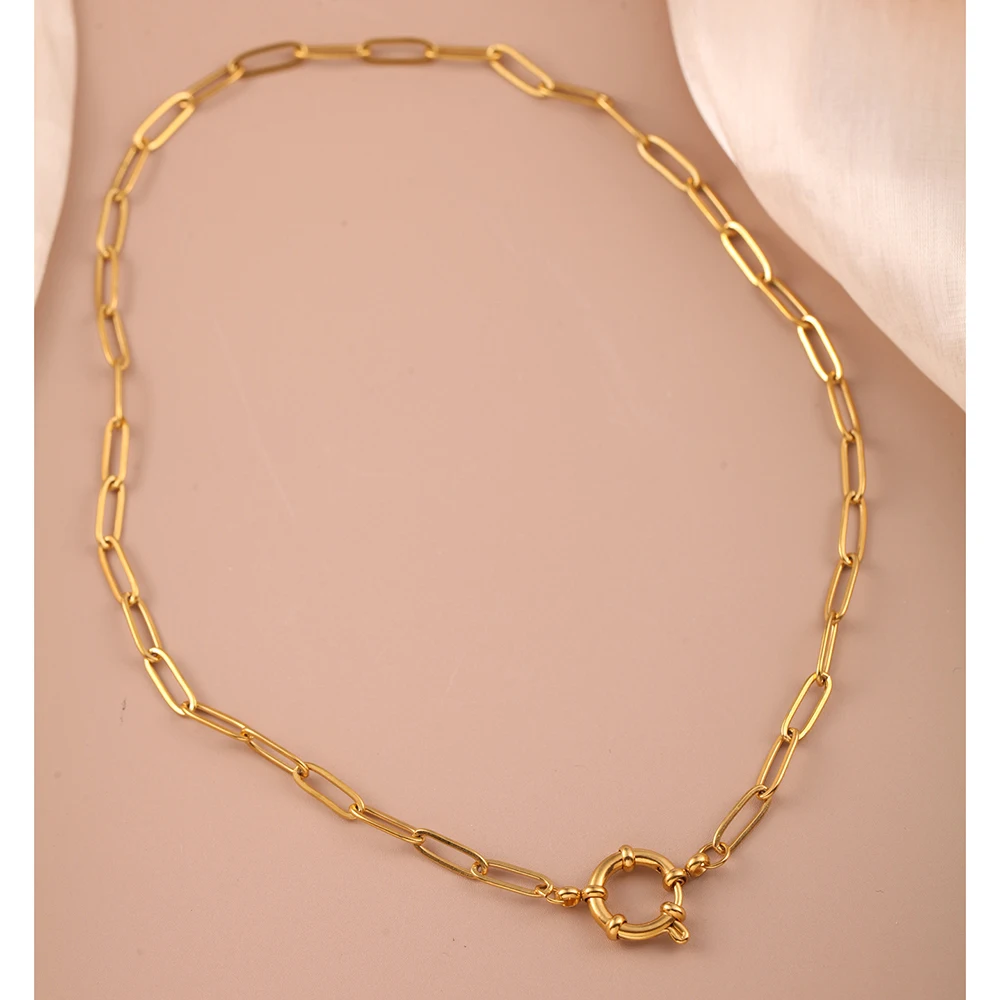 Choker neck Golden Women\'s Stainless Steel Necklace Large Cross Chain Fashionable and Simple Jewelry Necklace 2025 Women\'s Trend