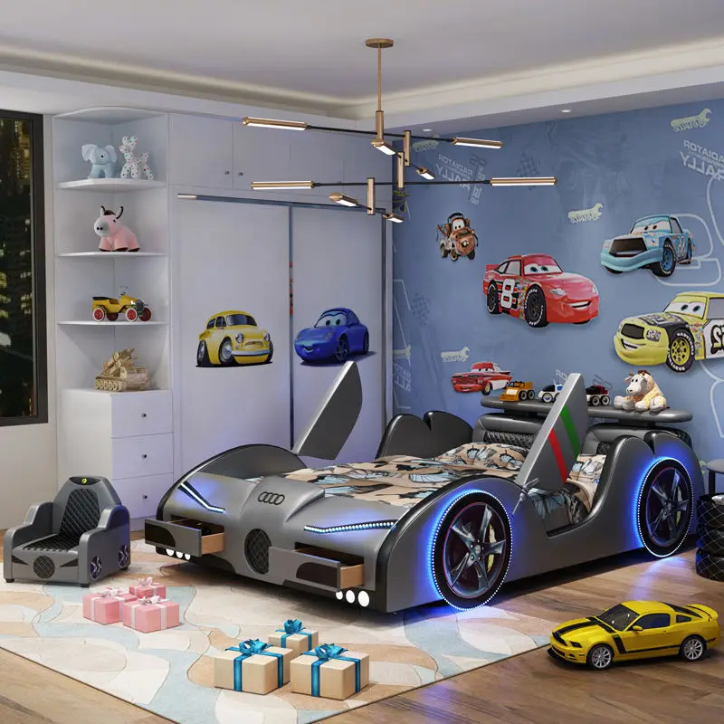 

*Children's Bed Wooden Kids' Children's Car Bed Cool Sports Car Bed Creativity Automobile