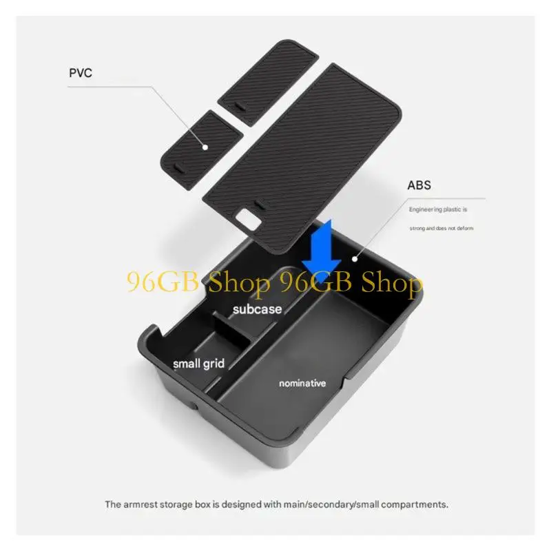 96GB Car Armrest Storage Solution Quick Setup Center Console Compartment