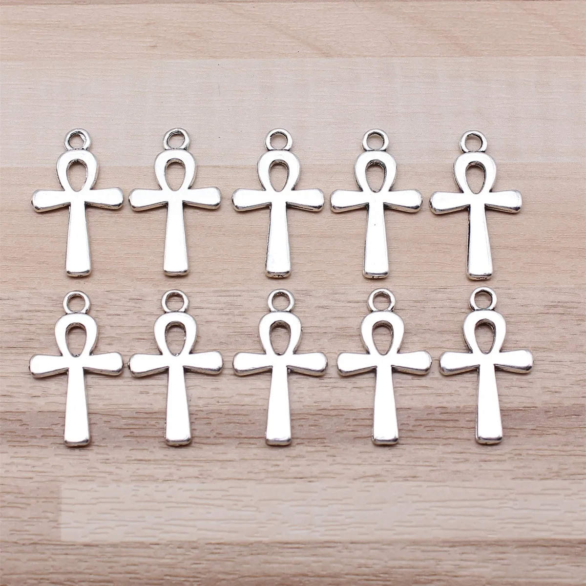 IFOCUS 10pcs/Lot Life Key Ankh Cross Charms For DIY Jewelry Making Zinc Alloy 22x13mm/0.87x0.51inch