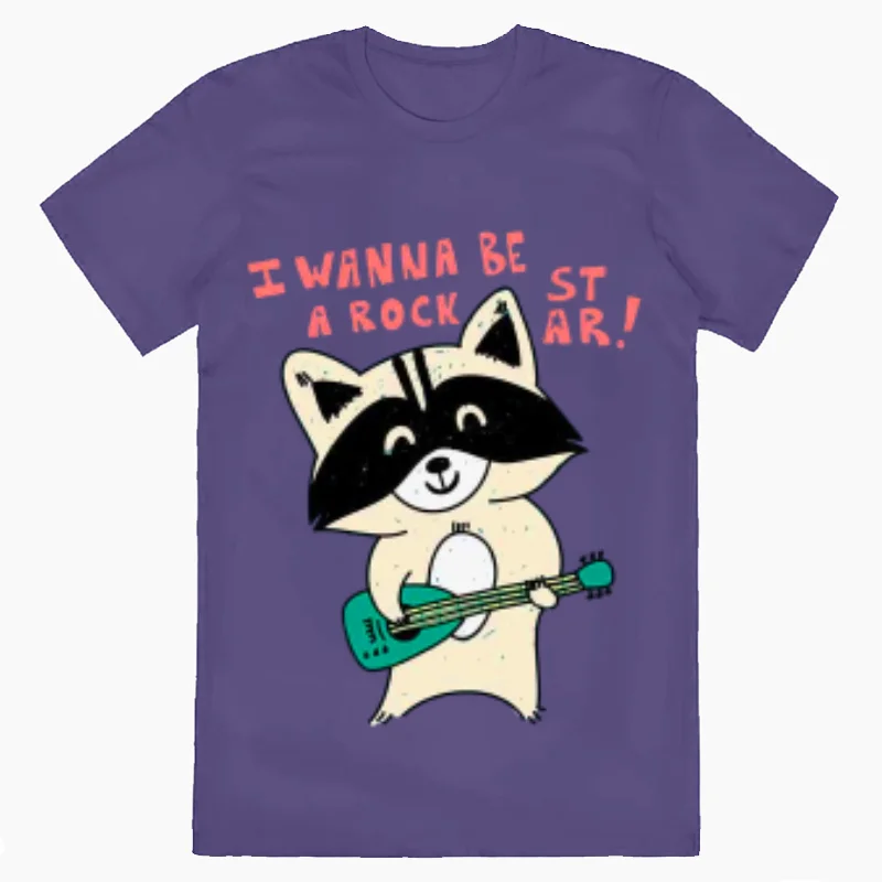 I Wanna Be A Rock Star Short Sleeve T-Shirt Lady Casual Summer O-neck Tees Top Animal Y2K Short Sleeve T-shirts