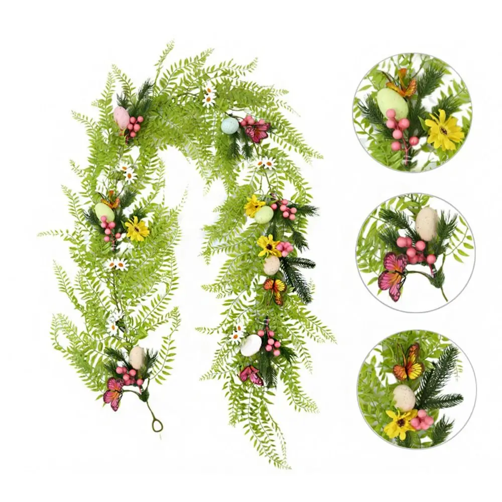 

Colorful Spring Floral Garland Plastic Artificial Plants Spring Easter Wreath DIY Flexible Easter Eggs Cane