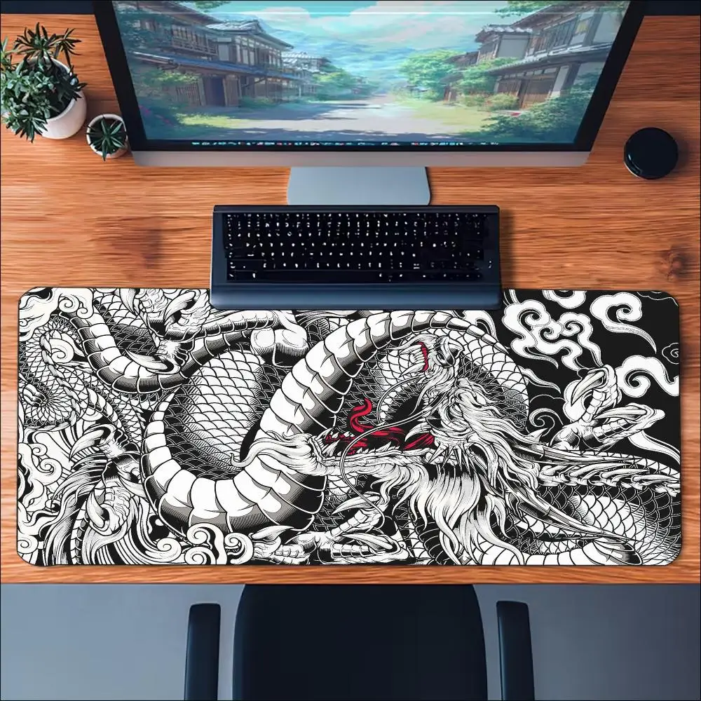 Oriental Dragon Art Large Desk Mat Non‑Slip Rubber Gaming Mouse Pad Keyboard Pad For Office Laptop Gamer Workstation