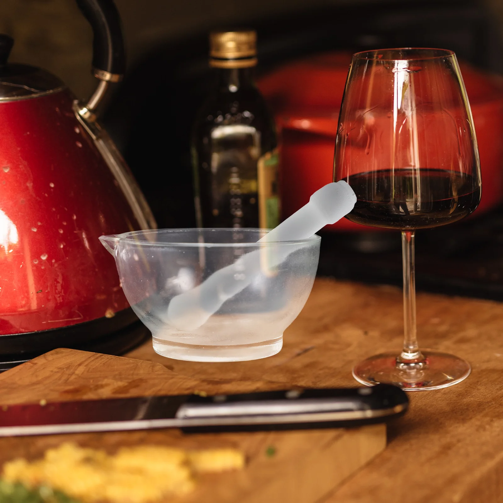 

Glass Mortar and Pestle Set 90mm Modern Grinder Kitchen Supplies Garlic Pounder Garlic Press Kitchen Tools