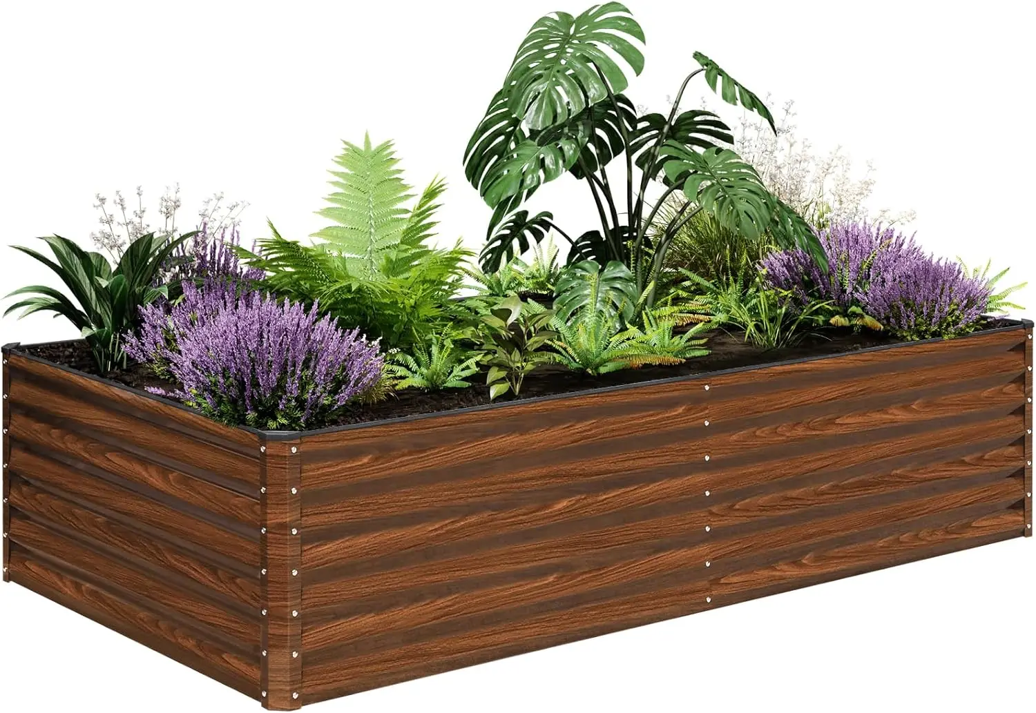 Outdoor Large Metal Raised Planter Box, Galvanized Steel, 8x4x2FT for Vegetables Flowers Gardening