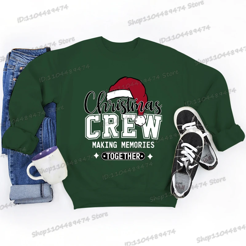 عيد الميلاد طاقم صنع ذكريات معا مطابقة الأسرة الرجال النساء بلوزات الخريف سترة أنيقة تحمل شعار لعبة البيسبول عادية Crewneck الشارع الشهير