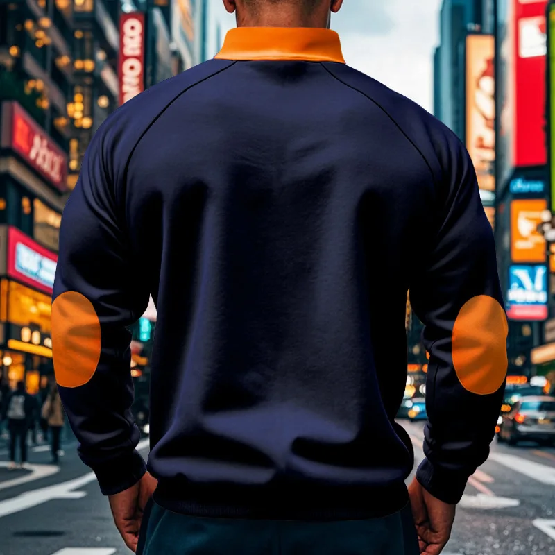 Men-Fleece-Lined-Half-Zip-Sweatshirt-Stand-Collar-Color-Block-Pocket-Pullover-Autumn-Winter-Loose-Casual-Warm-Long-Sleeve-Tops