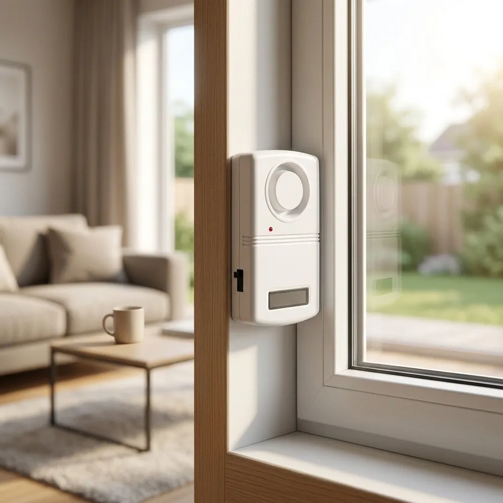 Vibration Sensing Shock Detector for Home Security Applications on For Doors For Windows Safes Loud Sound Alarm