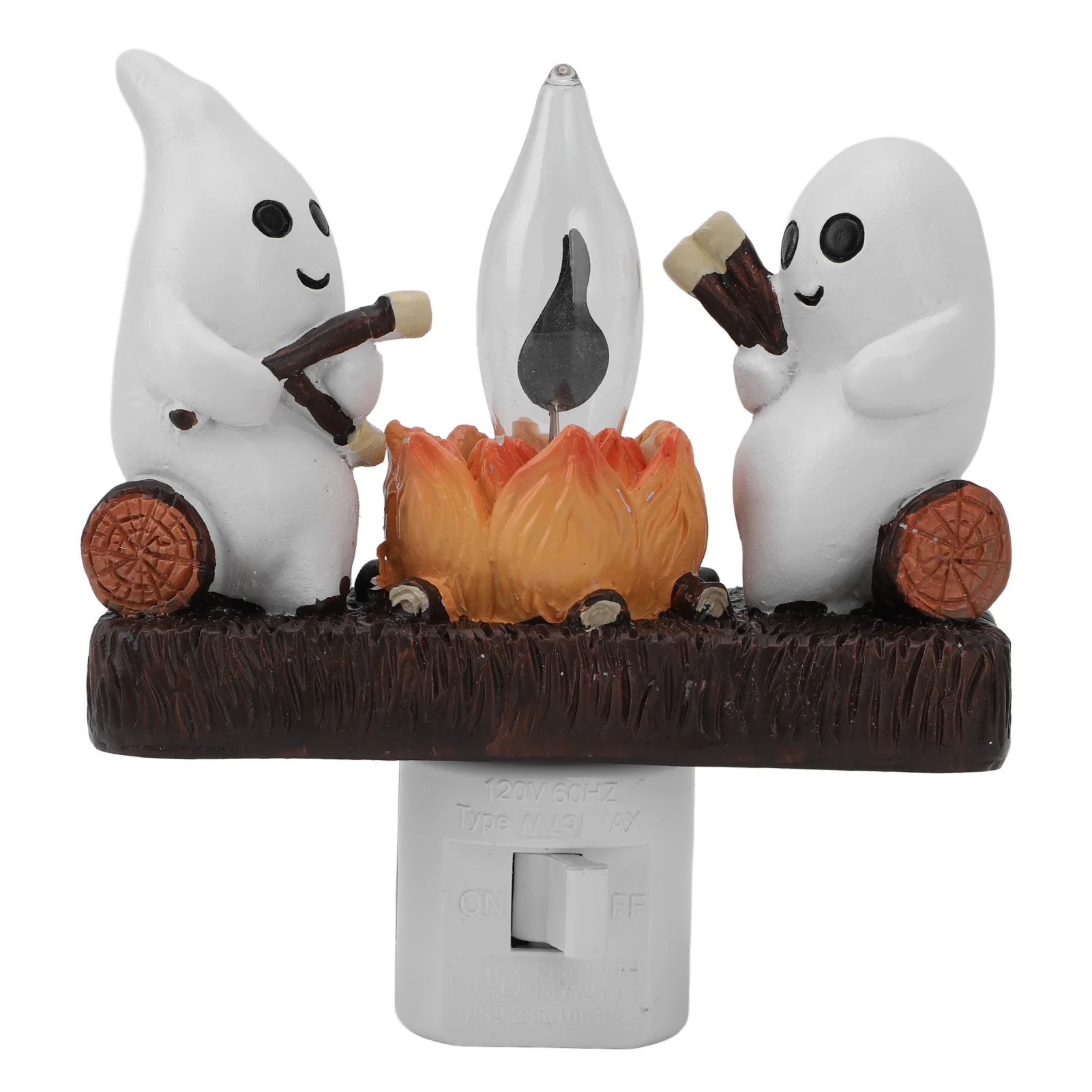 Fantasma Fuoco da campo Luce notturna tremolante Lampada da figurine per interni Lampada da parete in resina Luce notturna per falò per la decorazione domestica