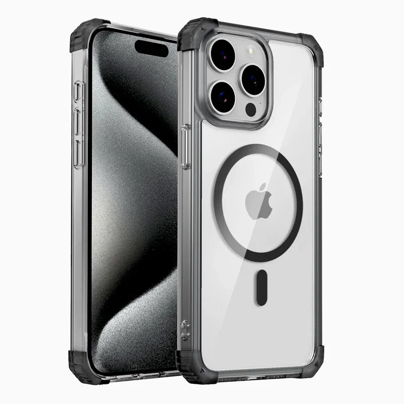Funda transparente con armadura a prueba de golpes para iPhone 16 15 14 13 12 Pro Max Plus 15Pro 14Pro iPhone15 para Magsafe Mag cubierta de carga segura