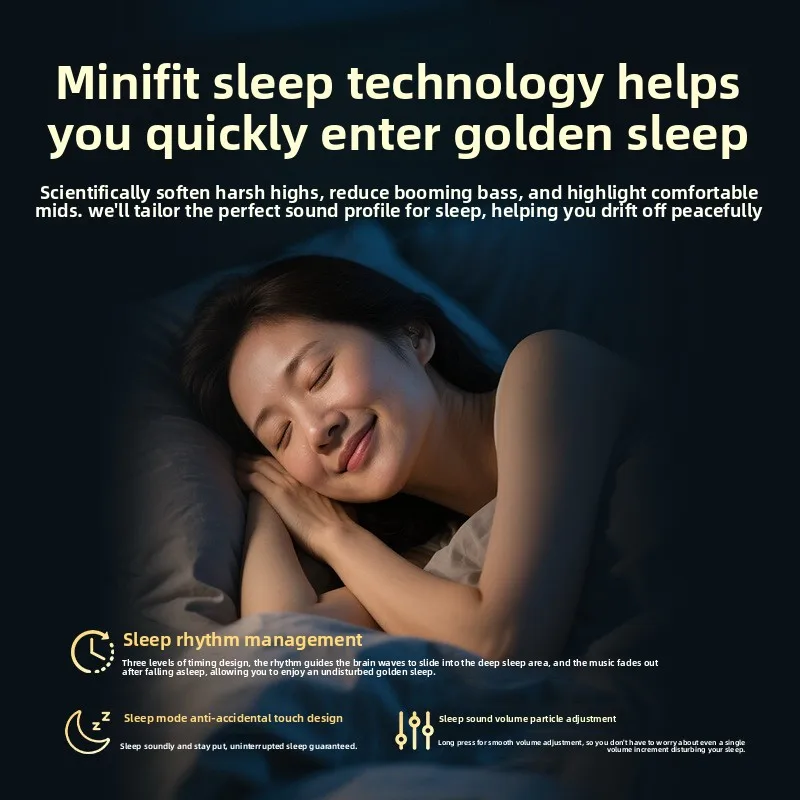 2026 سماعات النوم الجانبية النوم دون ضغط سماعة إلغاء الضوضاء مقاوم للماء داخل الأذن سماعة لاسلكية تعمل بالبلوتوث #3