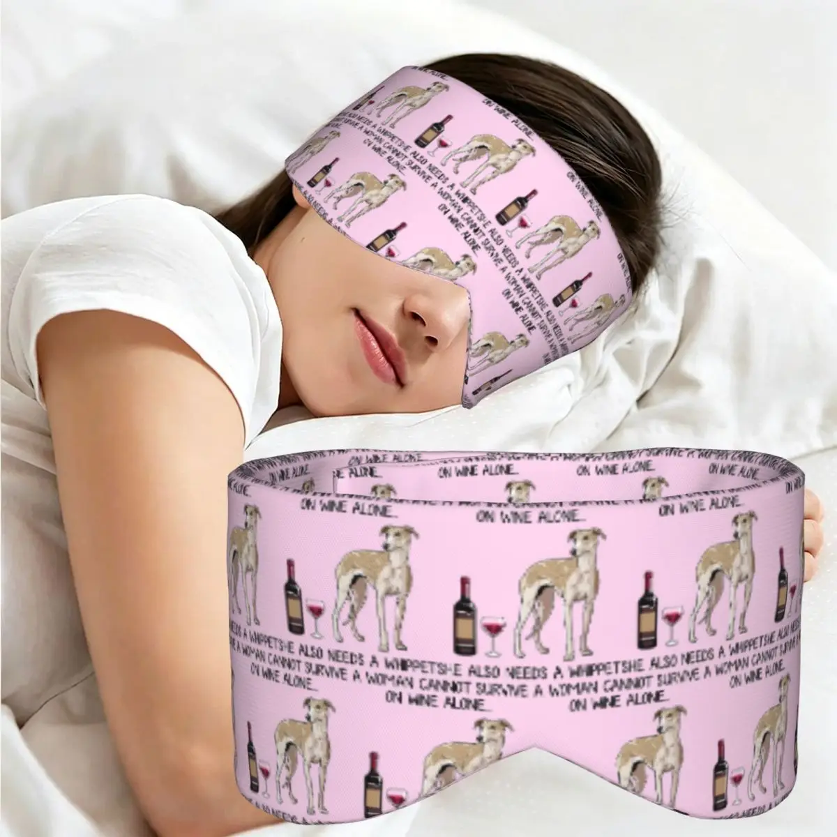 Whippet Dog And Wine Funny Gift For Dog Mom sleep mask Light Blocking Portable Eye Cover for Girls Boys Travel Eyeshade eyepatch