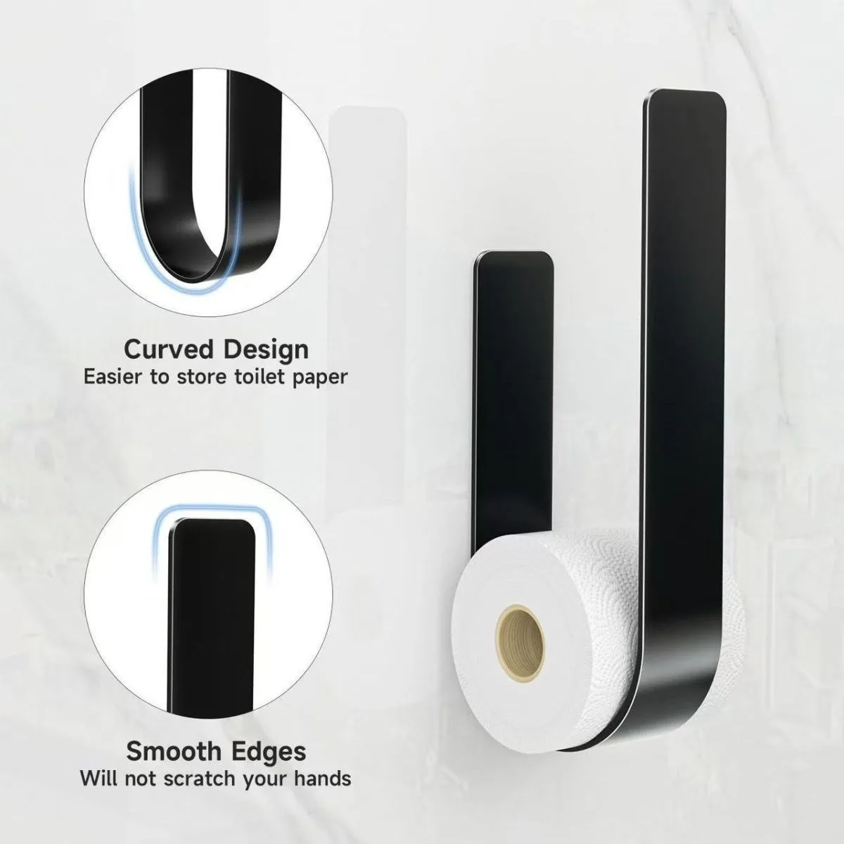 U-Shaped Toilet Paper Holder-Wall Mounted Bathroom Tissue Roll Stand-Durable&Rust-Proof TP Dispenser for Home,Hotel,Restroom