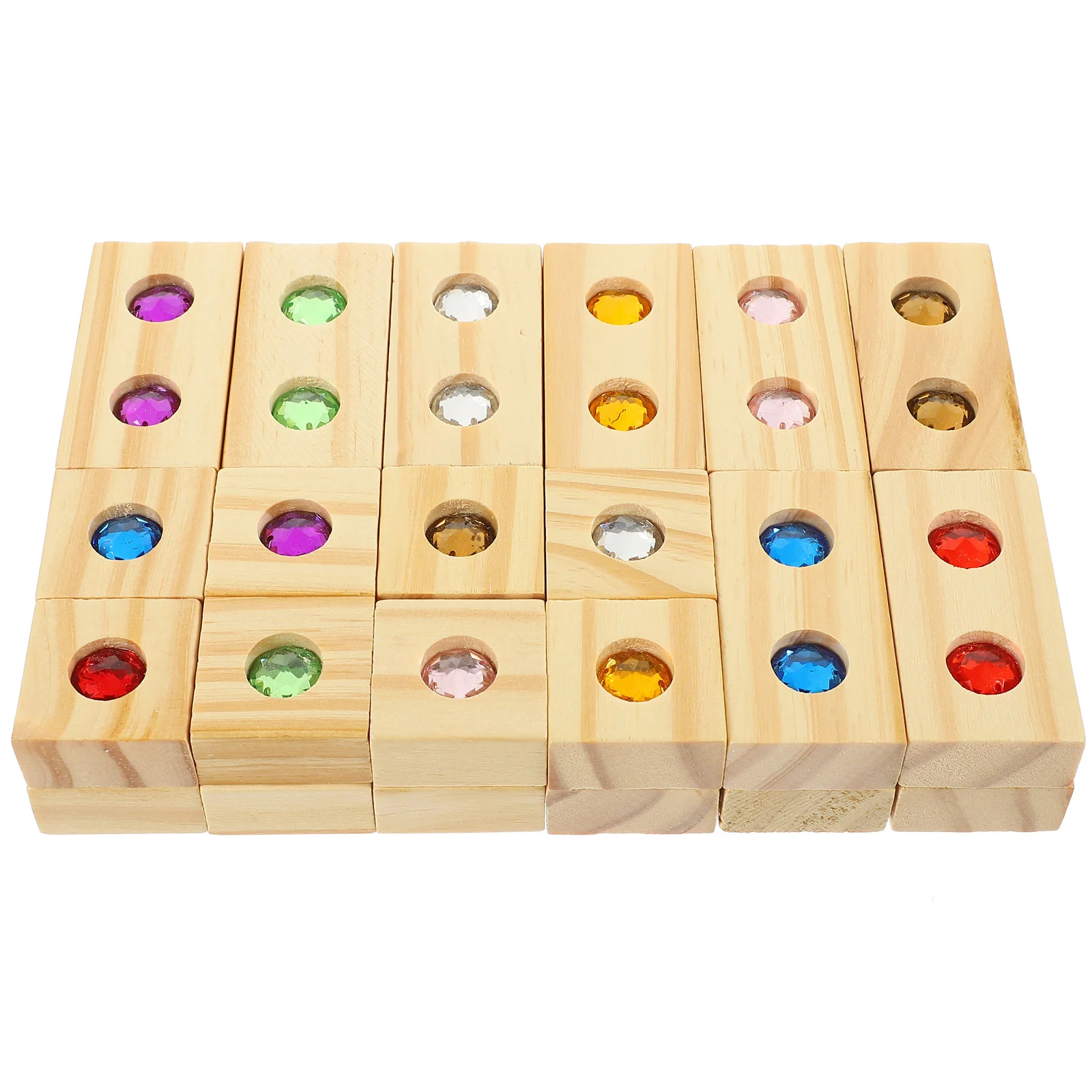 Construction Wooden Rainbow Blocks Children's Toys Acrylic Cognition Playthings Cubes Kids