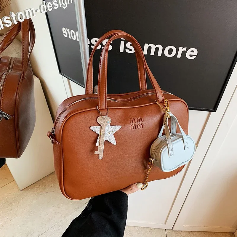 Retro Handbag For Women 2025 Designer Tote Bag With Mini Bag Pendant Fashion  Large Capacity Shoulder Bag Versatile Underarm Bag