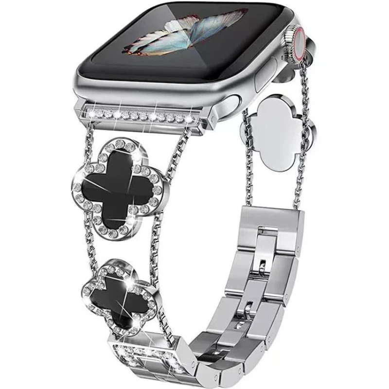حزام معدني لساعة أبل SE10 42 مللي متر 46 مللي متر SE سلسلة لامعة الماس رصع حزام ساعة اليد لملحقات سلسلة iwatch SE