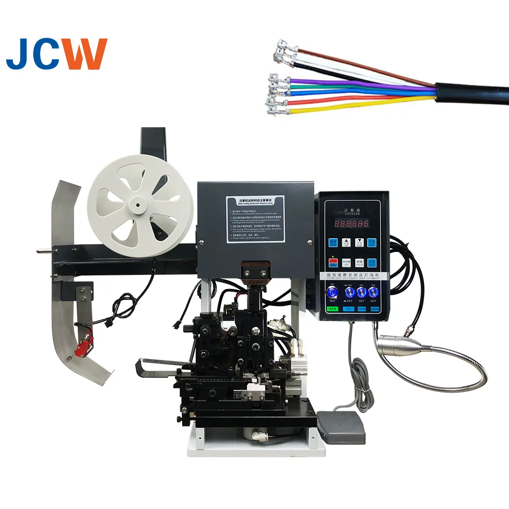 JCW-2TC Semi-automatic Wire Harness Cut Strip and Crimp Machine Multi Core Cables Peeling Terminal Pressing Machine