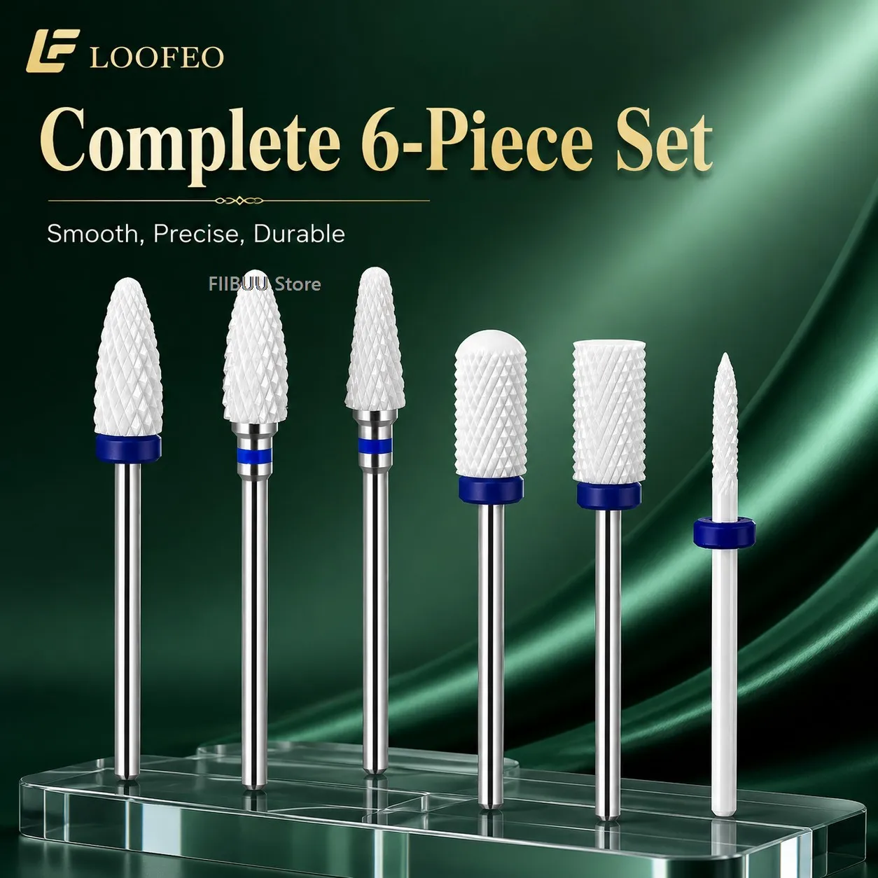 6PCS Ceramic Nail Drill Bits Set Medium Grit 3/32 Inch E-File Bit for Gel Polish Removal Milling Cutter for Manicure Accessories