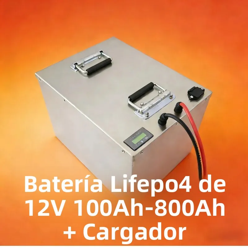Batería LiFePO4 12V 100Ah-800Ah Ciclo Profundo con BMS | Batería de Litio para Panel Solar 1200W UPS Barco RV Marine Outdoor Off