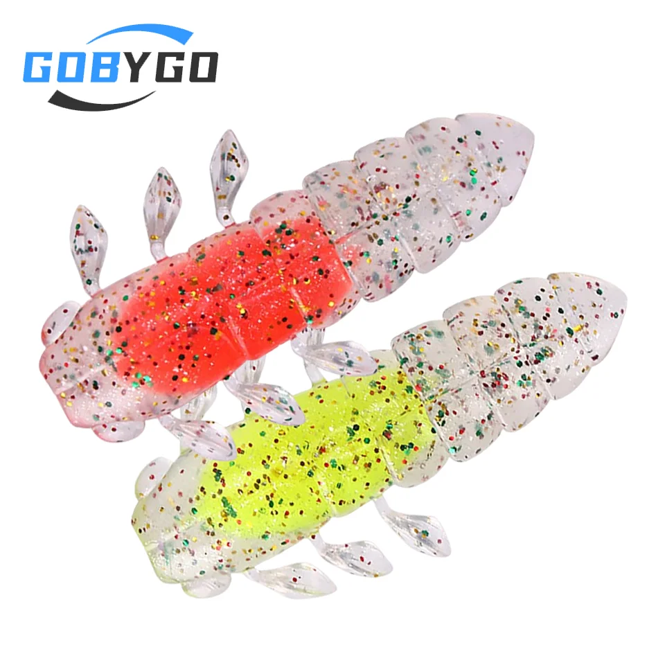 GOBYGO 5 Pieces/Lot Fishing Simulation Cicada Lure PVC+TPR Insect Soft Bait 5.5cm 4.6g Float Worm Lures Laser Sequins