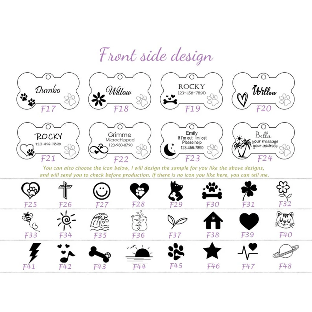 Personalized Customized Cute Pet Name Tag Stainless Steel Pet Cat And Dog Name Card Pet Collar Pendant Name Tag view 6